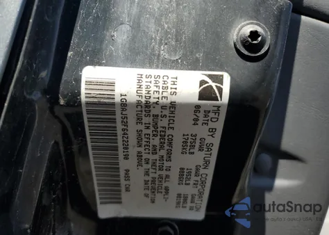 2004 Saturn Ion Level 2 from USA, damaged, VIN 1G8AJ52F64Z220190